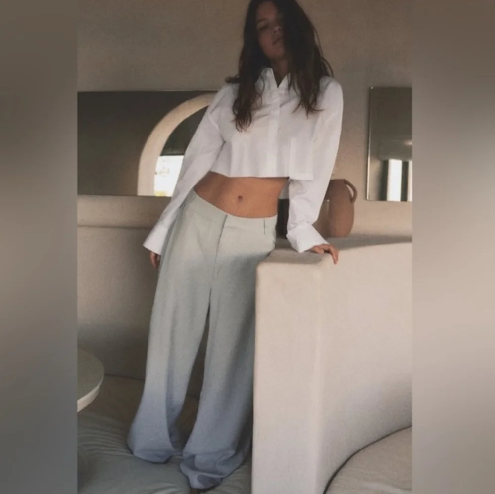 Zara  HighWaist Pants Wide Grey Size S